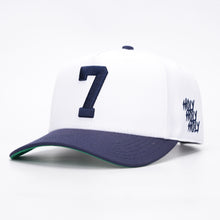 Load image into Gallery viewer, [PRE-ORDER - SHIPS JANUARY 6TH] - ‘7’ Premium Cotton SnapBack - White/Navy
