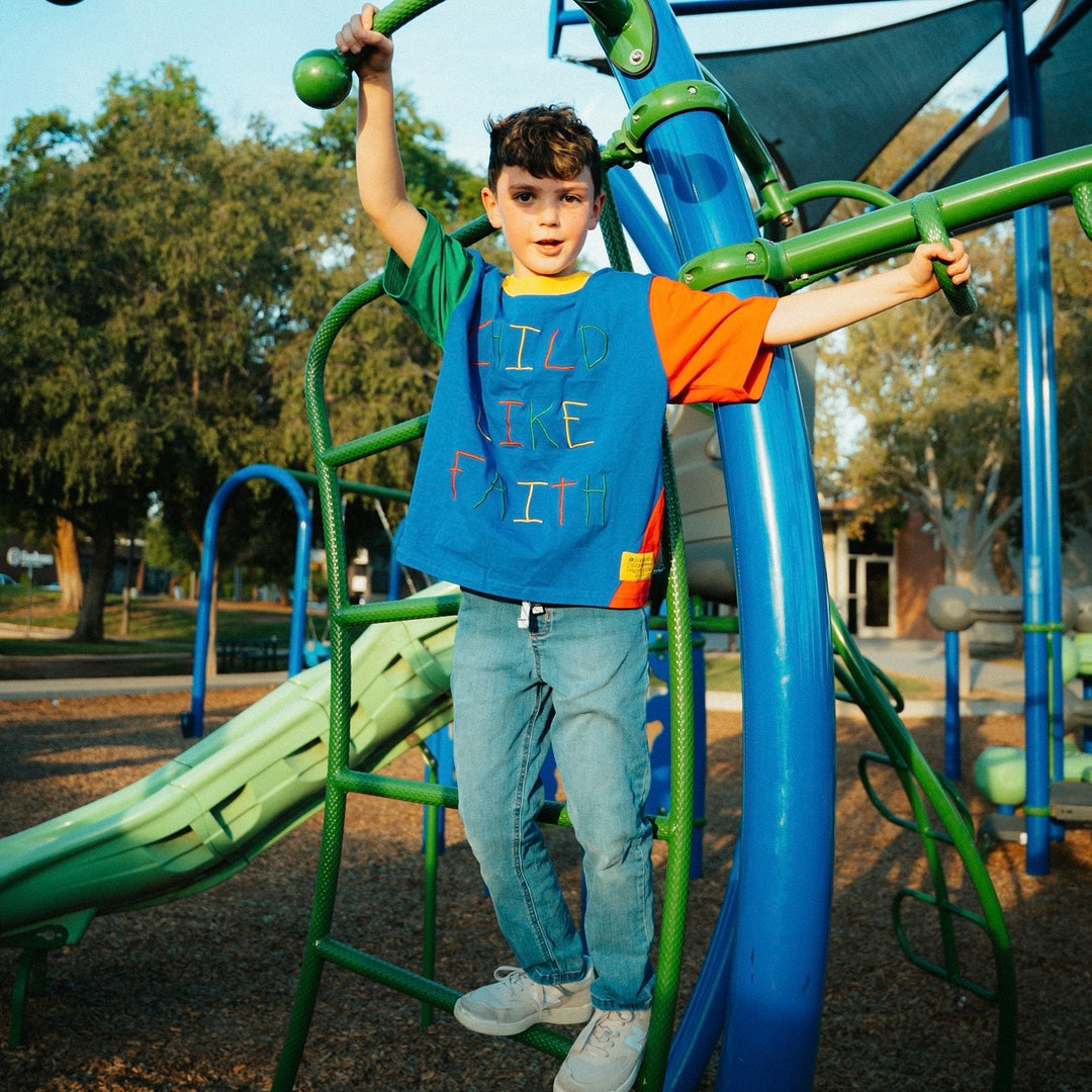 Childlike Faith Color Block Tee (Youth Oversized)