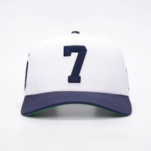 Load image into Gallery viewer, [PRE-ORDER - SHIPS JANUARY 6TH] - ‘7’ Premium Cotton SnapBack - White/Navy
