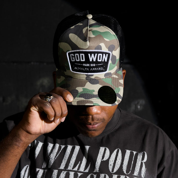 God Won Trucker Hat - Camo