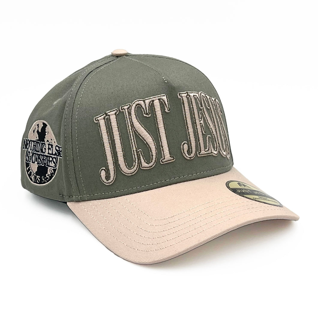 ‘JUST JESUS’ Premium SnapBack - Sage/Cream