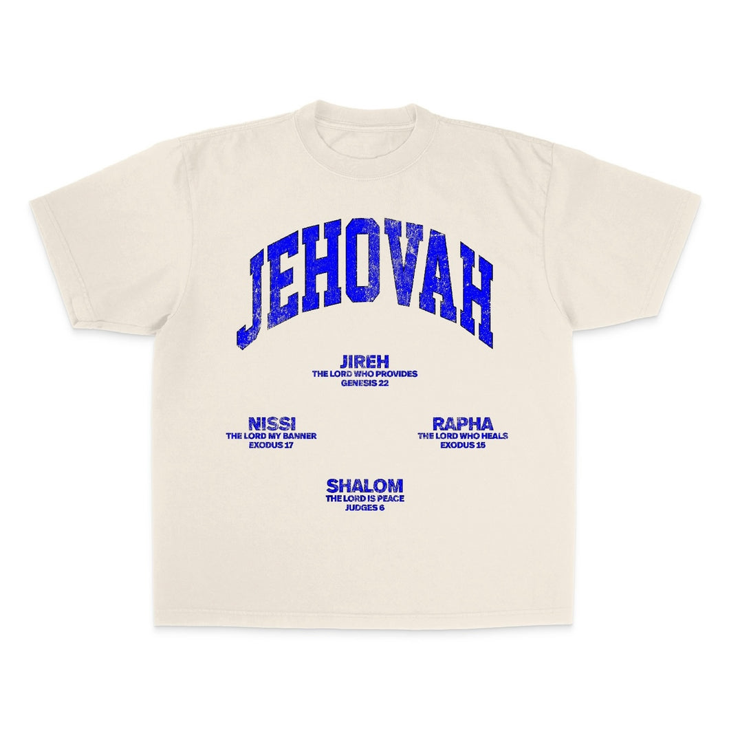 JEHOVAH Tee - Cream/Blue