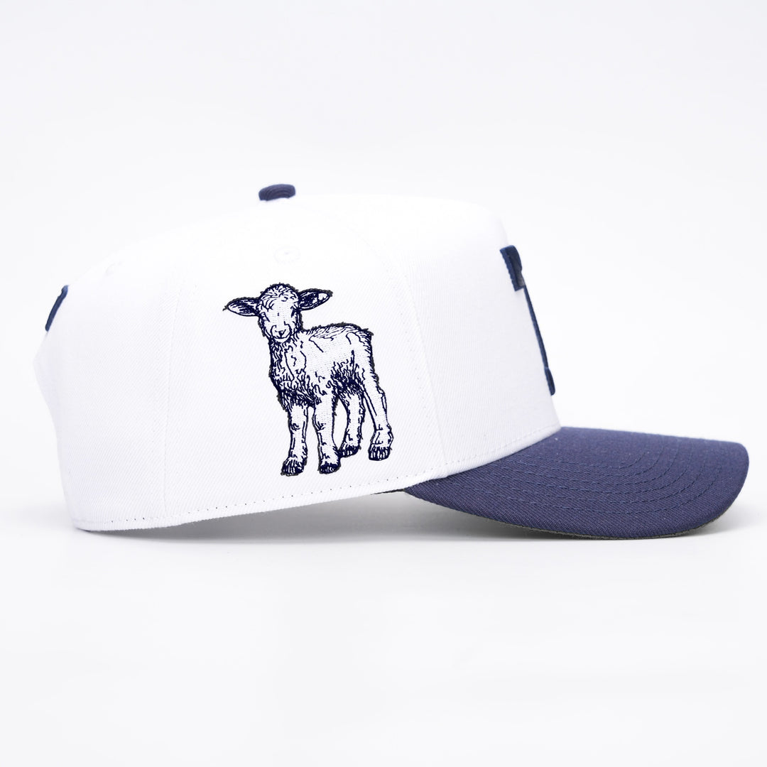 [PRE-ORDER - SHIPS MARCH 21ST] ‘7’ Premium Wool Blend SnapBack - White/Navy