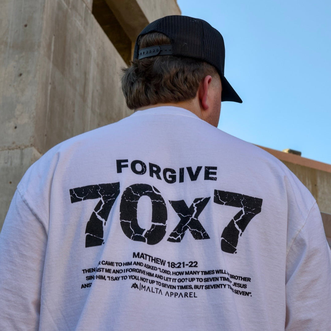 70x7 Drop Shoulder Tee (Super Oversized) - White - Malta Apparel