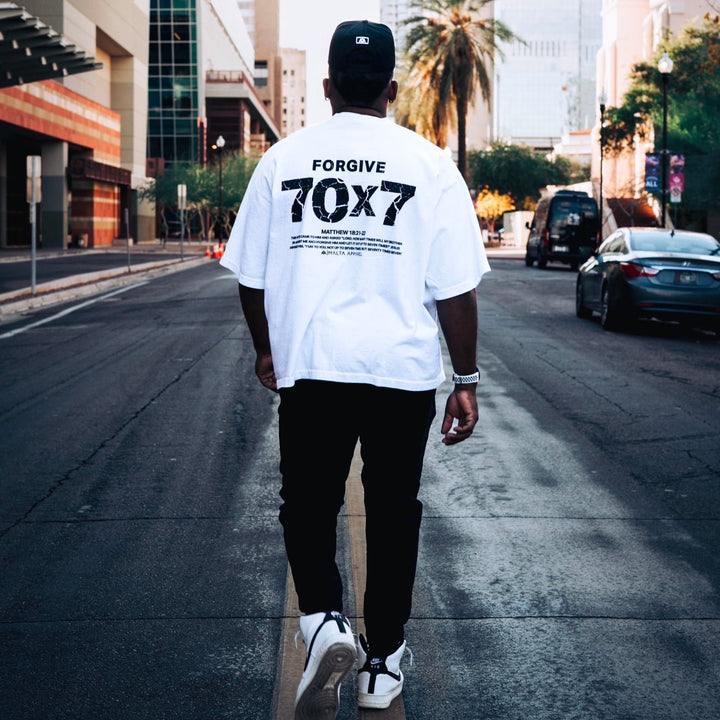 70x7 Drop Shoulder Tee (Super Oversized) - White - Malta Apparel