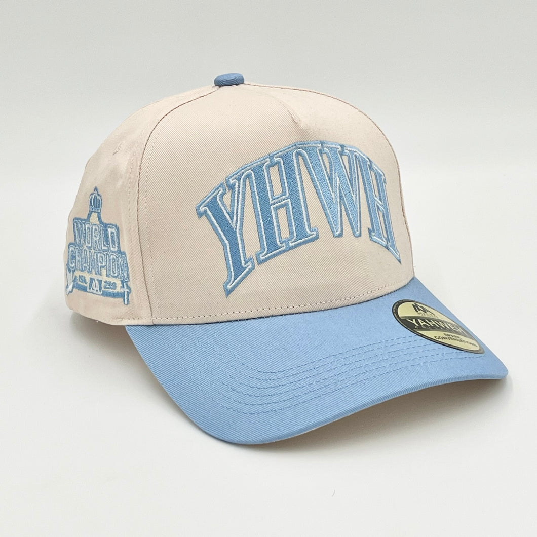 ‘YHWH’ Structured SnapBack - Cream/Baby Blue