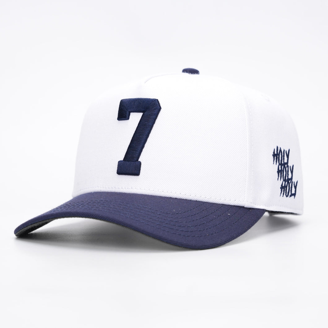 ‘7’ Premium Wool Blend SnapBack - White/Navy