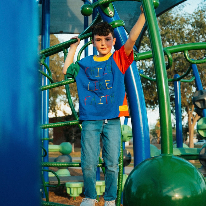 Childlike Faith Color Block Tee (Youth Oversized)