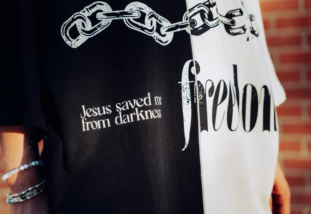 ‘Hell Lost’ Split-Panel Distressed Tee (Oversized)