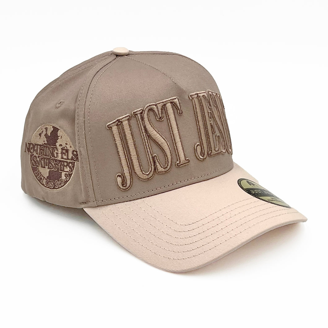 ‘JUST JESUS’ Premium SnapBack - Latte/Cream