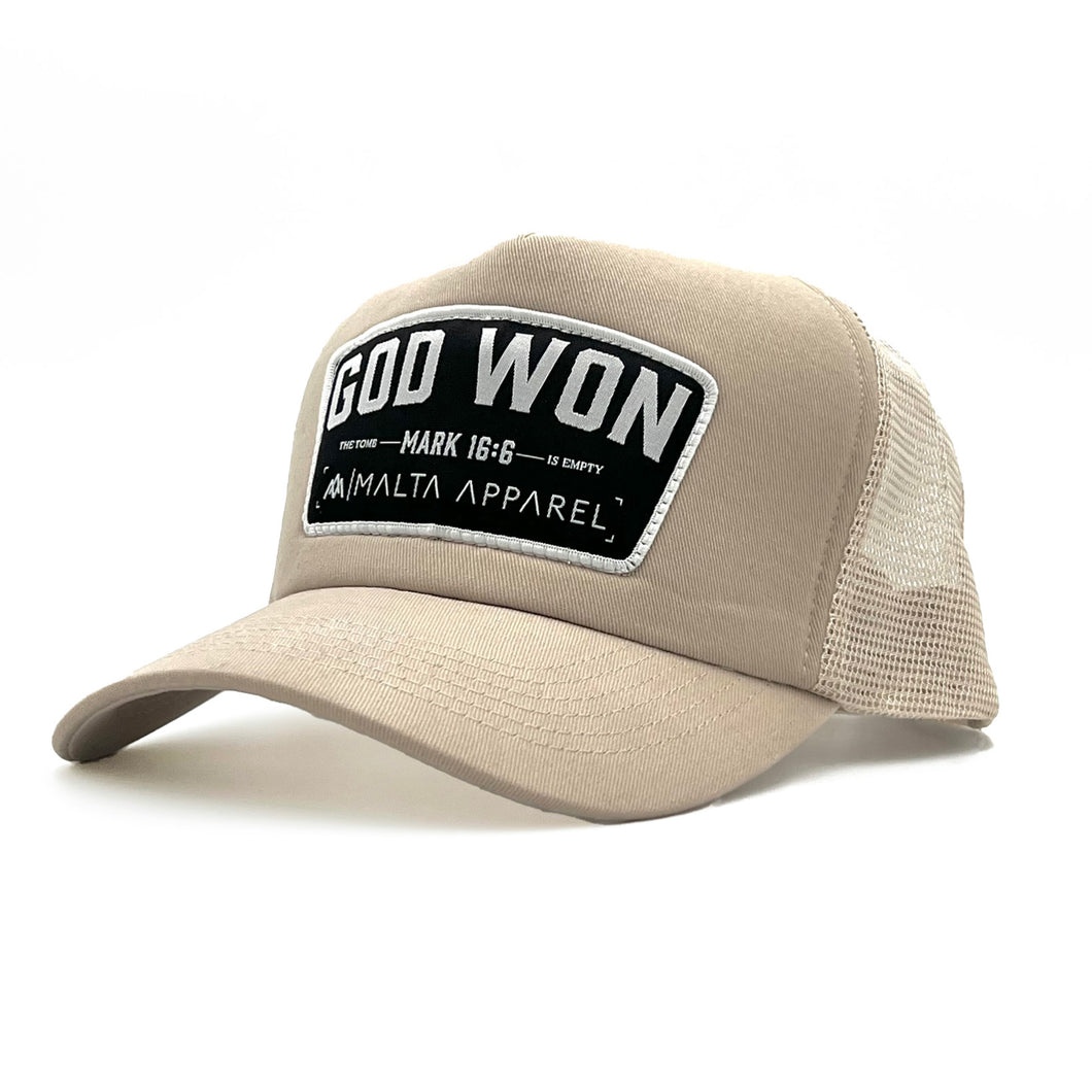 God Won Trucker Hat - Stone