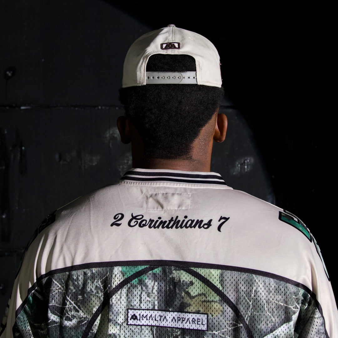 CONSECRATED Premium SnapBack (Structured) - Cream/Malta Woodland Camo