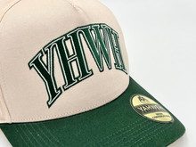 Load image into Gallery viewer, ‘YHWH’ Structured SnapBack - Cream/Billiard Green
