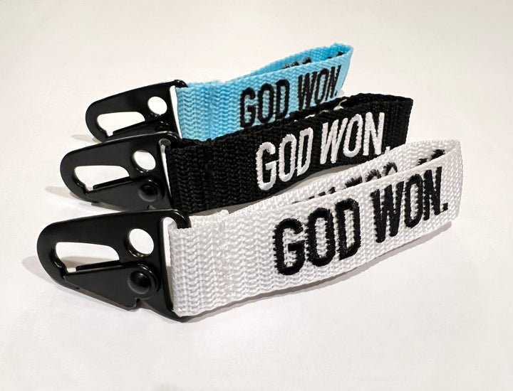 ‘God Won’ Embroidered Keychain