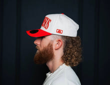 Load image into Gallery viewer, ‘JUST JESUS’ Premium SnapBack - Cream/Red
