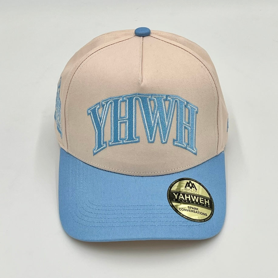 ‘YHWH’ Structured SnapBack - Cream/Baby Blue