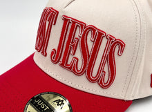 Load image into Gallery viewer, ‘JUST JESUS’ Premium SnapBack - Cream/Red
