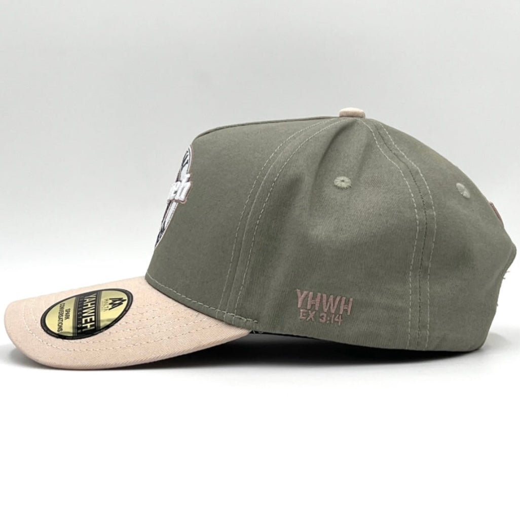 ‘Yahweh’ Premium Cotton SnapBack - Sage/Cream