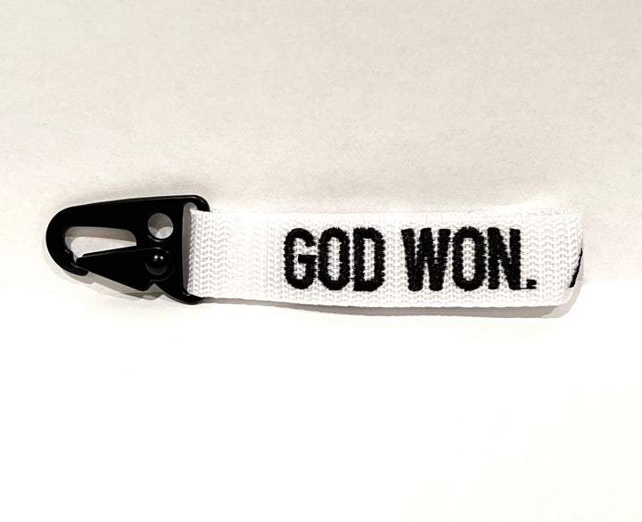 ‘God Won’ Embroidered Keychain