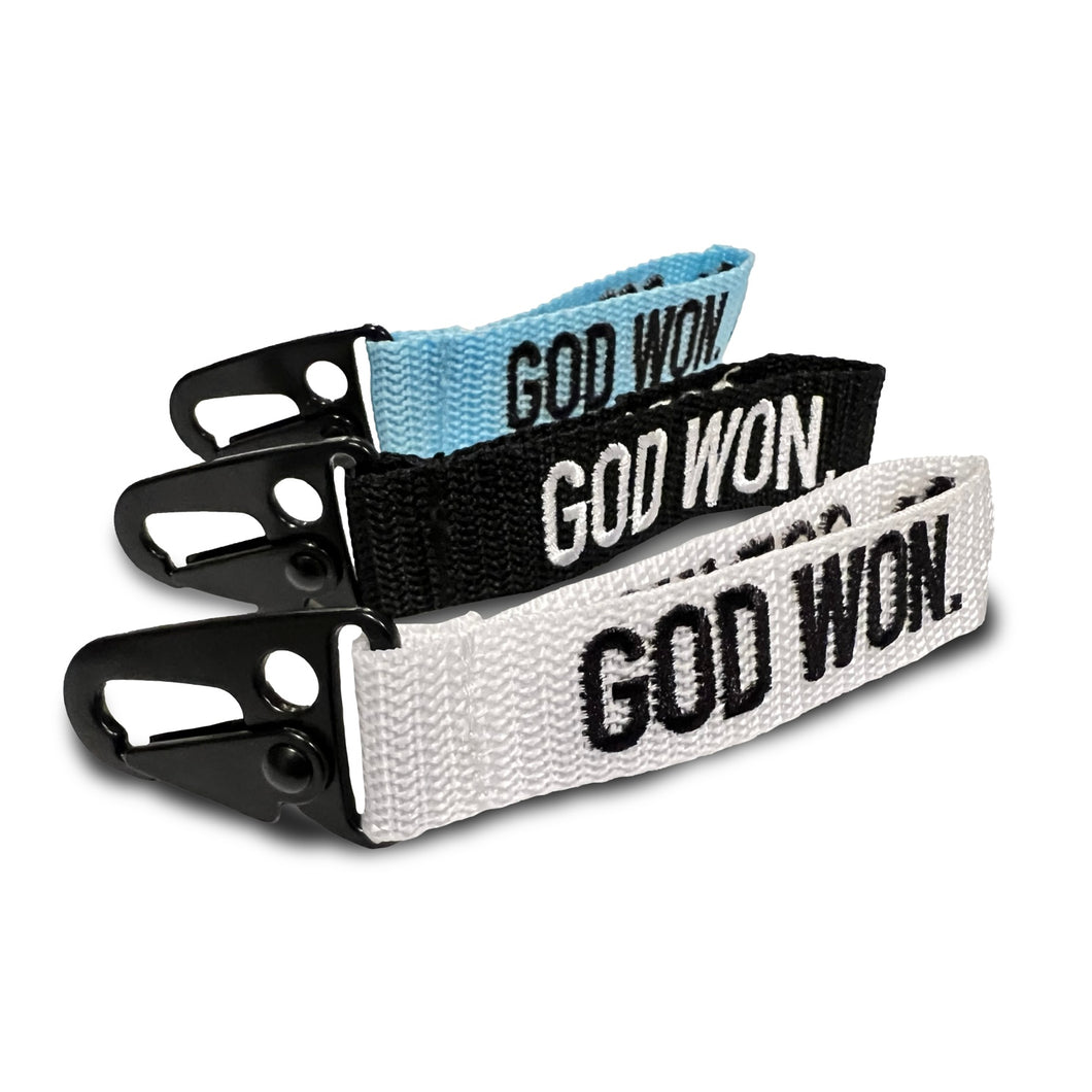 ‘God Won’ Embroidered Keychain