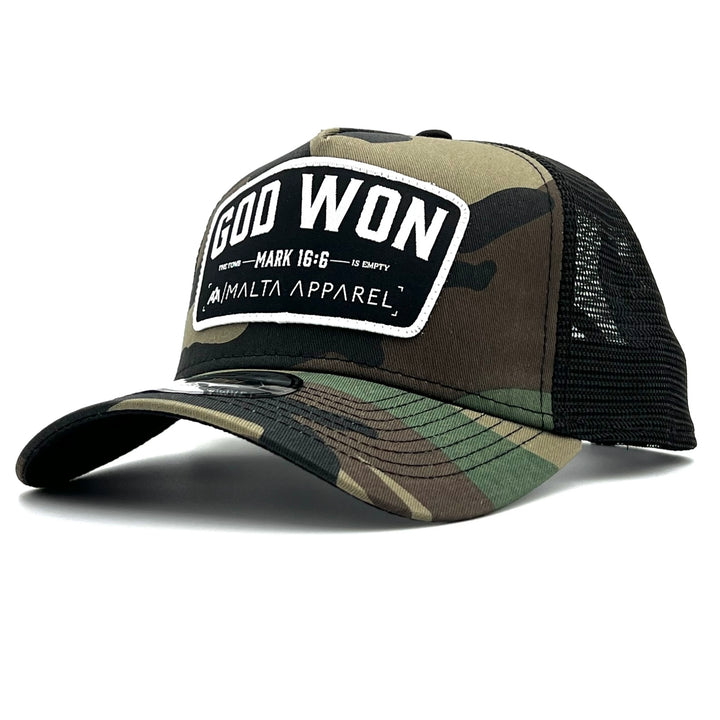 [PRE-ORDER - SHIPS OCTOBER 6TH] God Won Trucker Hat - Camo