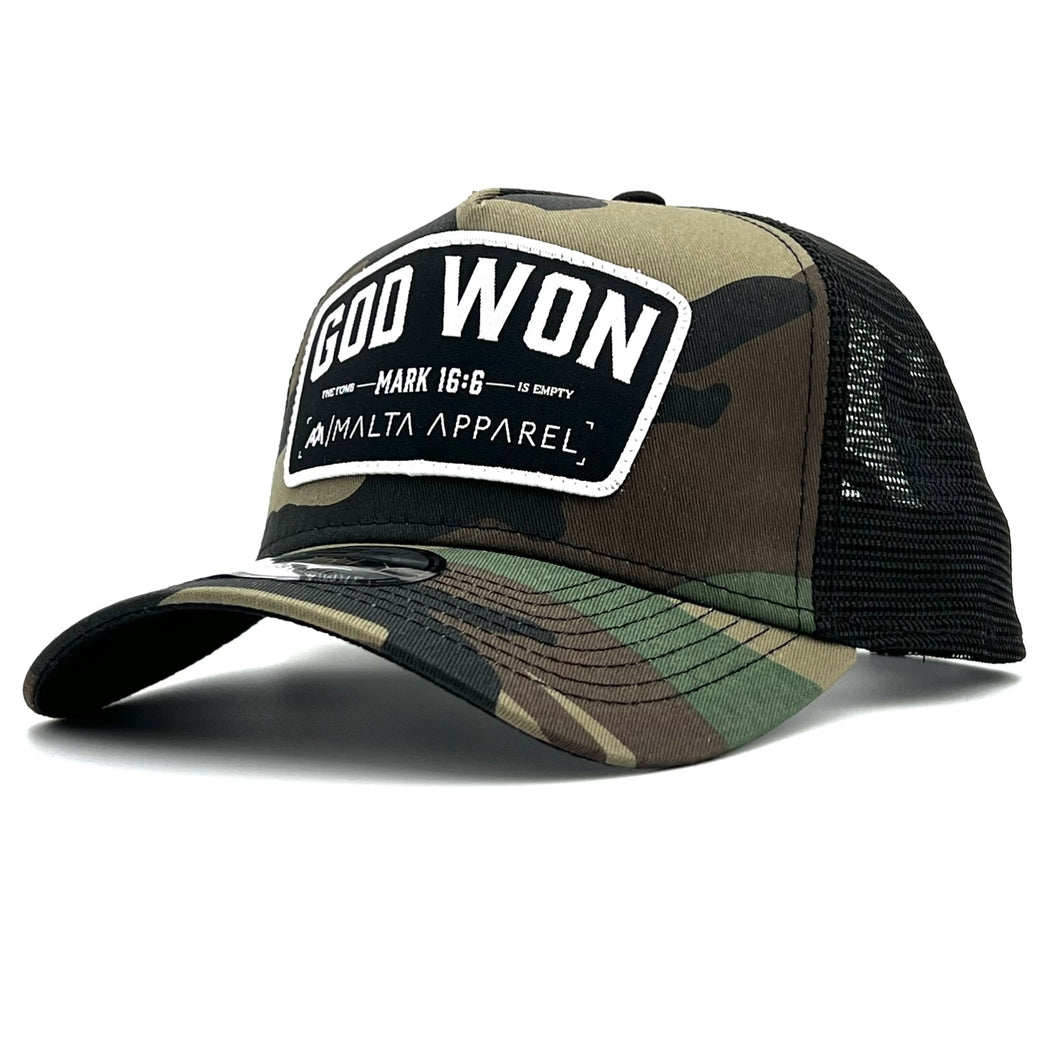 ‘God Won’ Trucker Hat - Camo