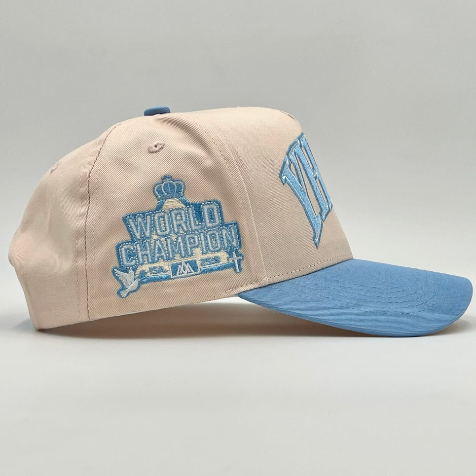 ‘YHWH’ Structured SnapBack - Cream/Baby Blue