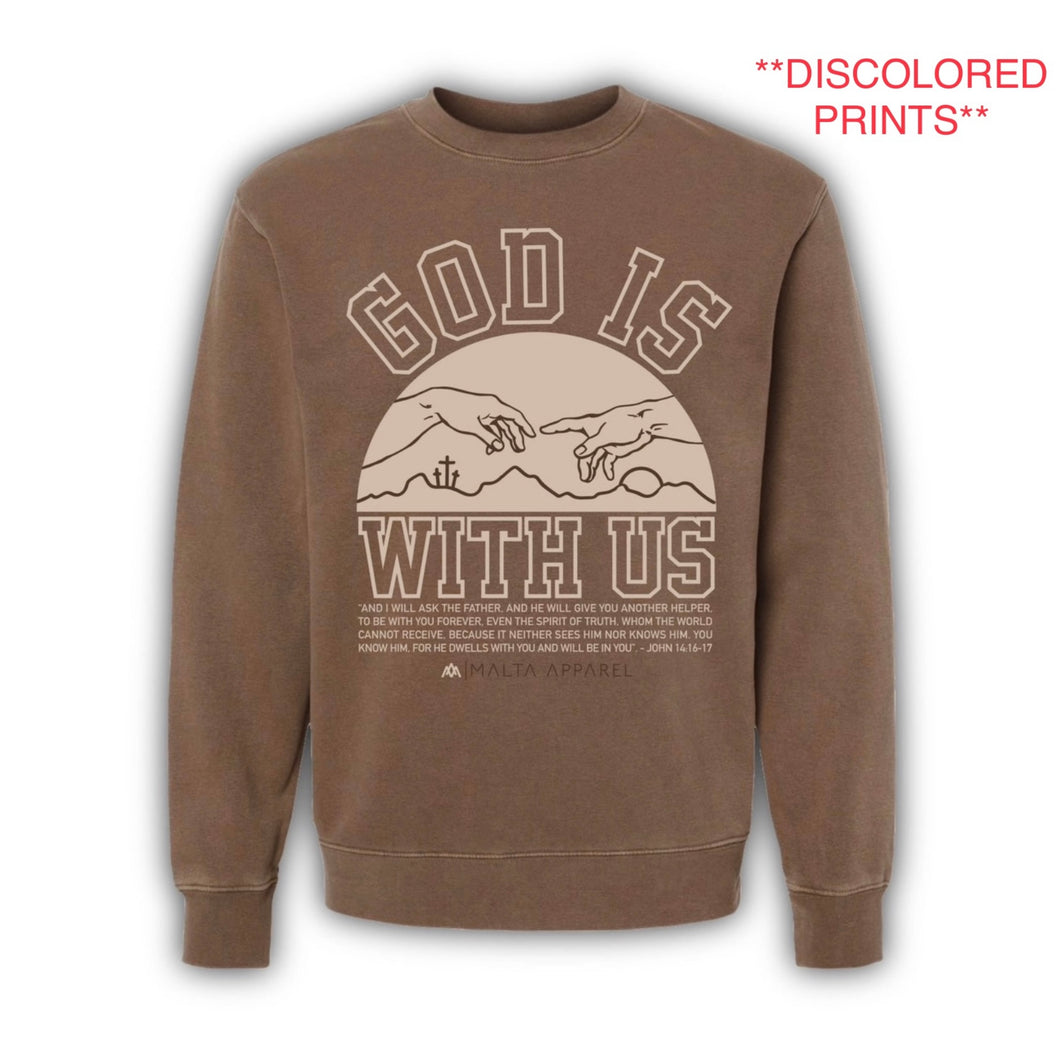 [FINAL SALE - DISCOLORED PRINTS] - ‘God Is With Us’ Crewneck