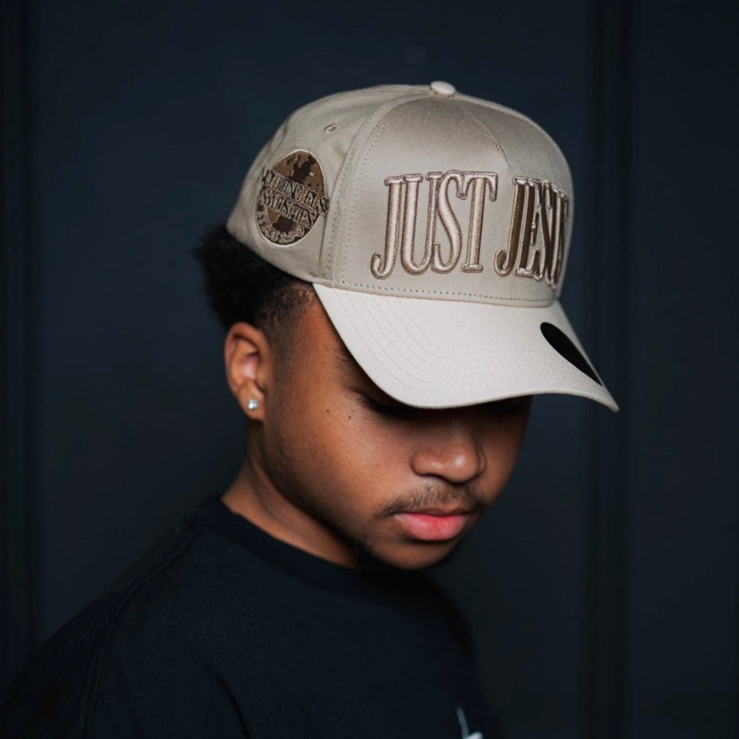 ‘JUST JESUS’ Premium SnapBack - Latte/Cream