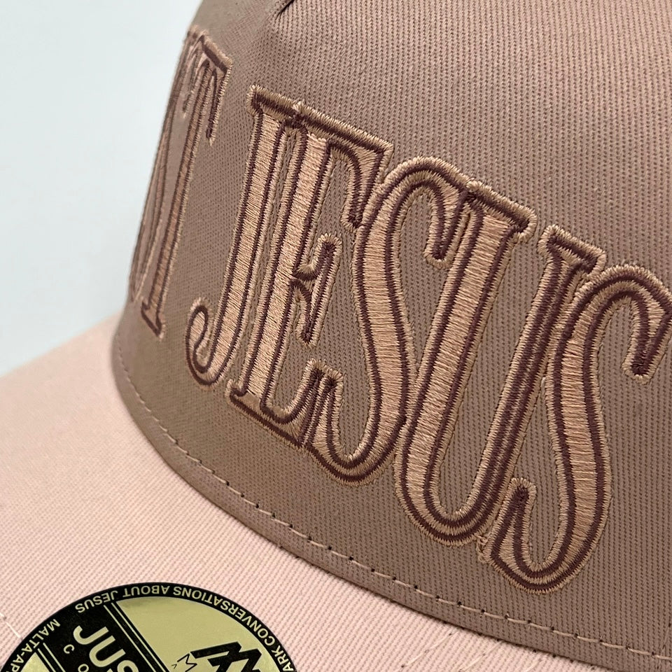 ‘JUST JESUS’ Premium SnapBack - Latte/Cream