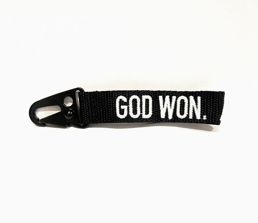 ‘God Won’ Embroidered Keychain