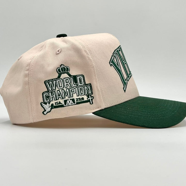 ‘YHWH’ Structured SnapBack - Cream/Billiard Green