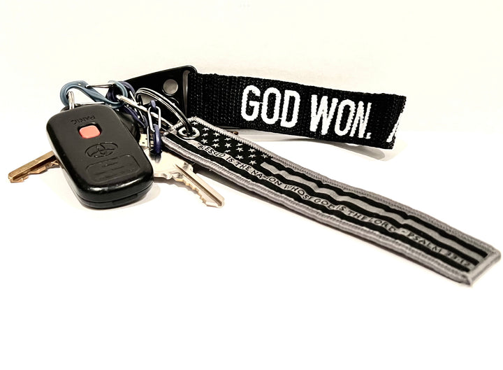 ‘God Won’ Embroidered Keychain