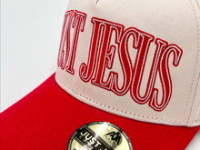 Load image into Gallery viewer, ‘JUST JESUS’ Premium SnapBack - Cream/Red
