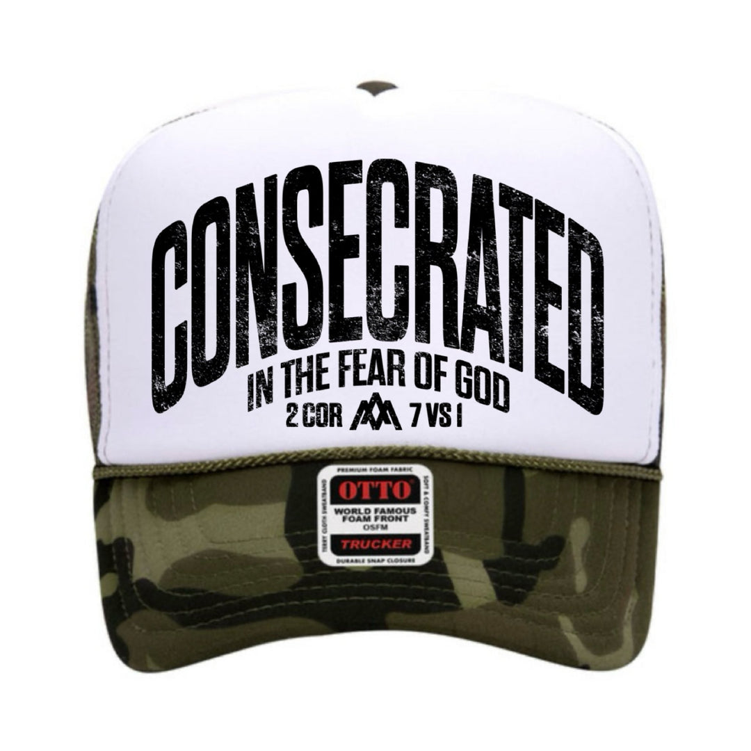 CONSECRATED Foam Trucker - White/Camo - Malta Apparel
