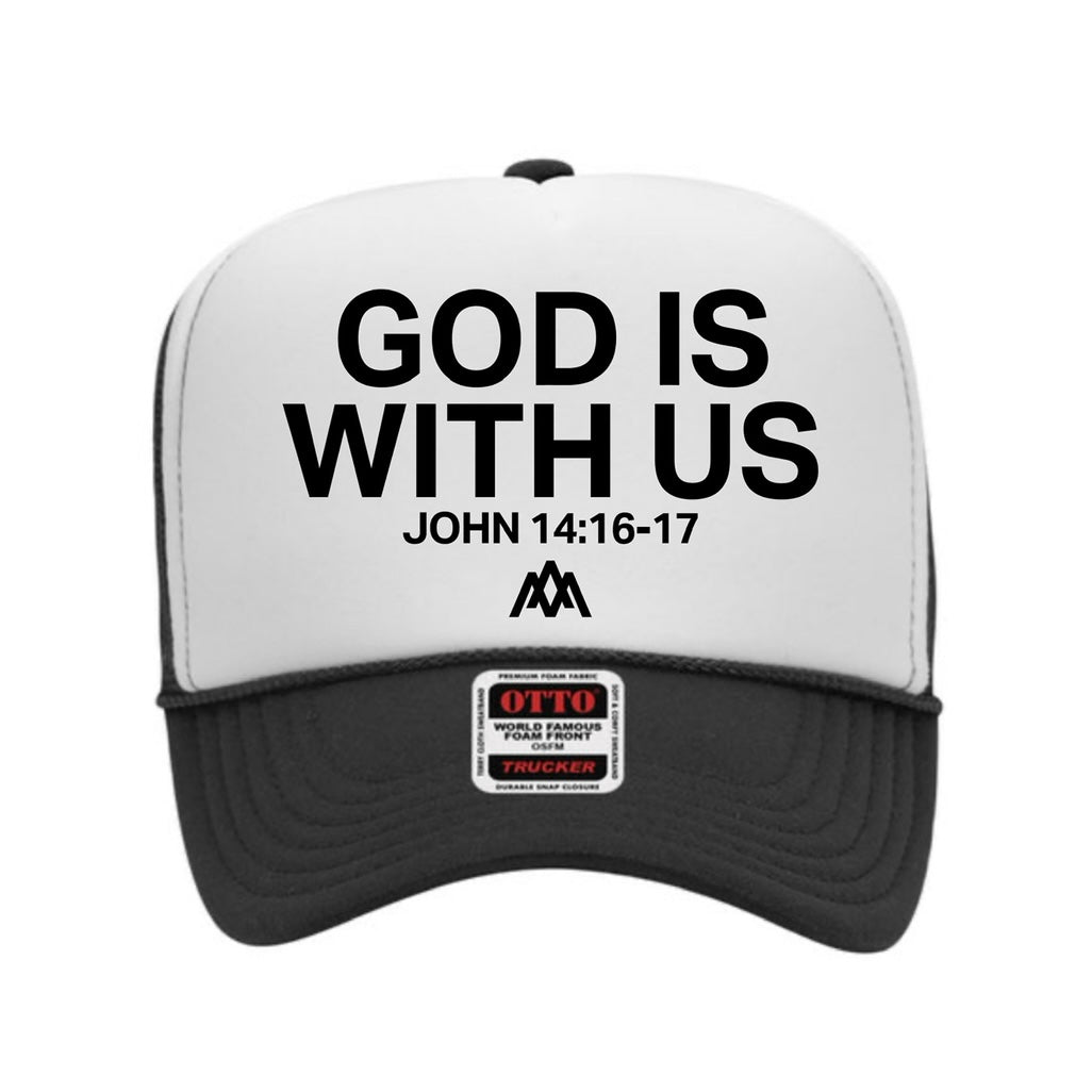 God is With Us Foam Trucker - Black/White - Malta Apparel