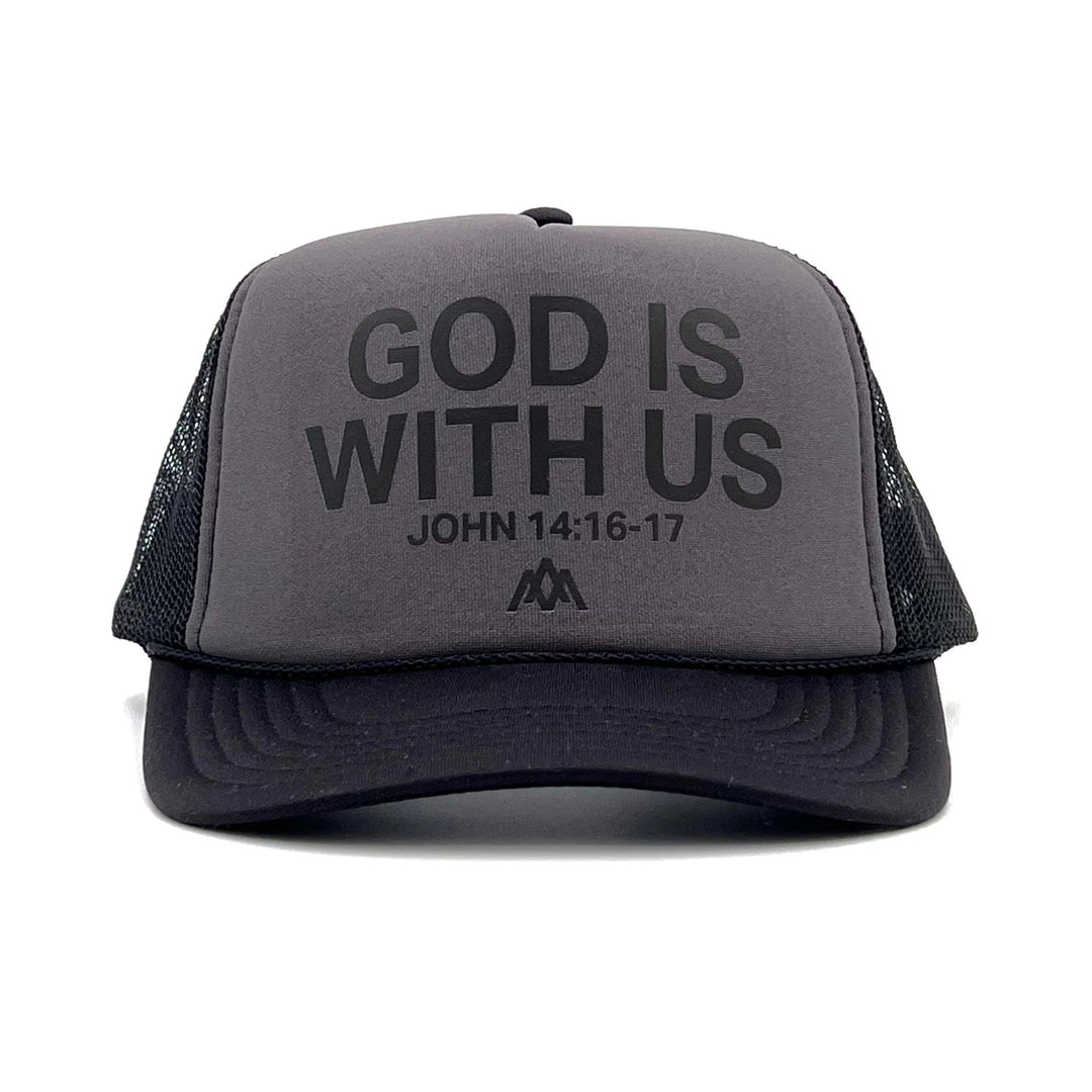 God is With Us Foam Trucker - Charcoal - Malta Apparel