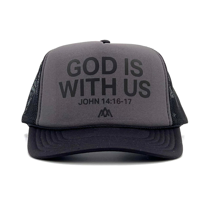 God is With Us Foam Trucker - Charcoal - Malta Apparel