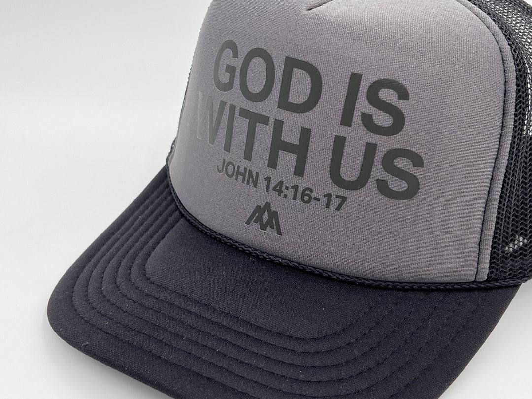 God is With Us Foam Trucker - Charcoal - Malta Apparel