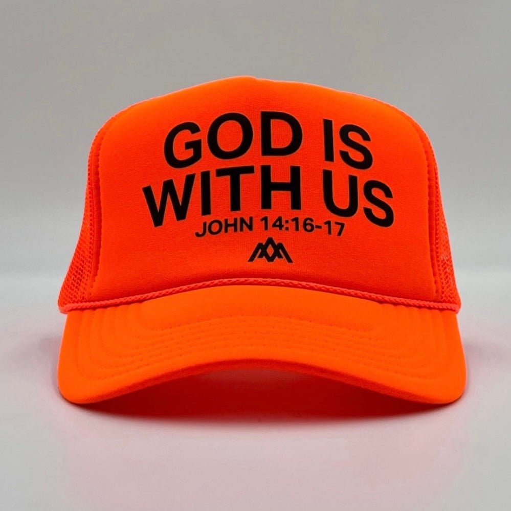 God is With Us Foam Trucker - Neon Orange - Malta Apparel