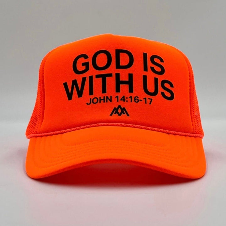 God is With Us Foam Trucker - Neon Orange - Malta Apparel