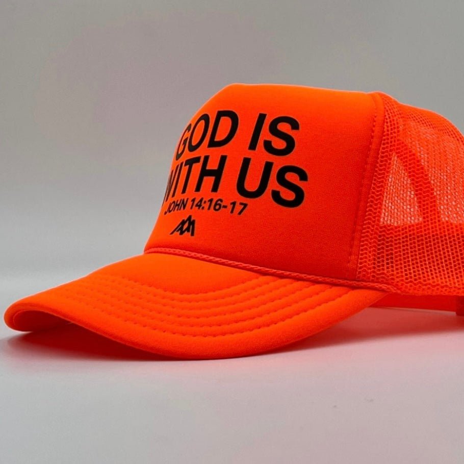 God is With Us Foam Trucker - Neon Orange - Malta Apparel