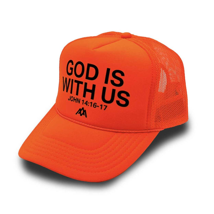 God is With Us Foam Trucker - Neon Orange - Malta Apparel