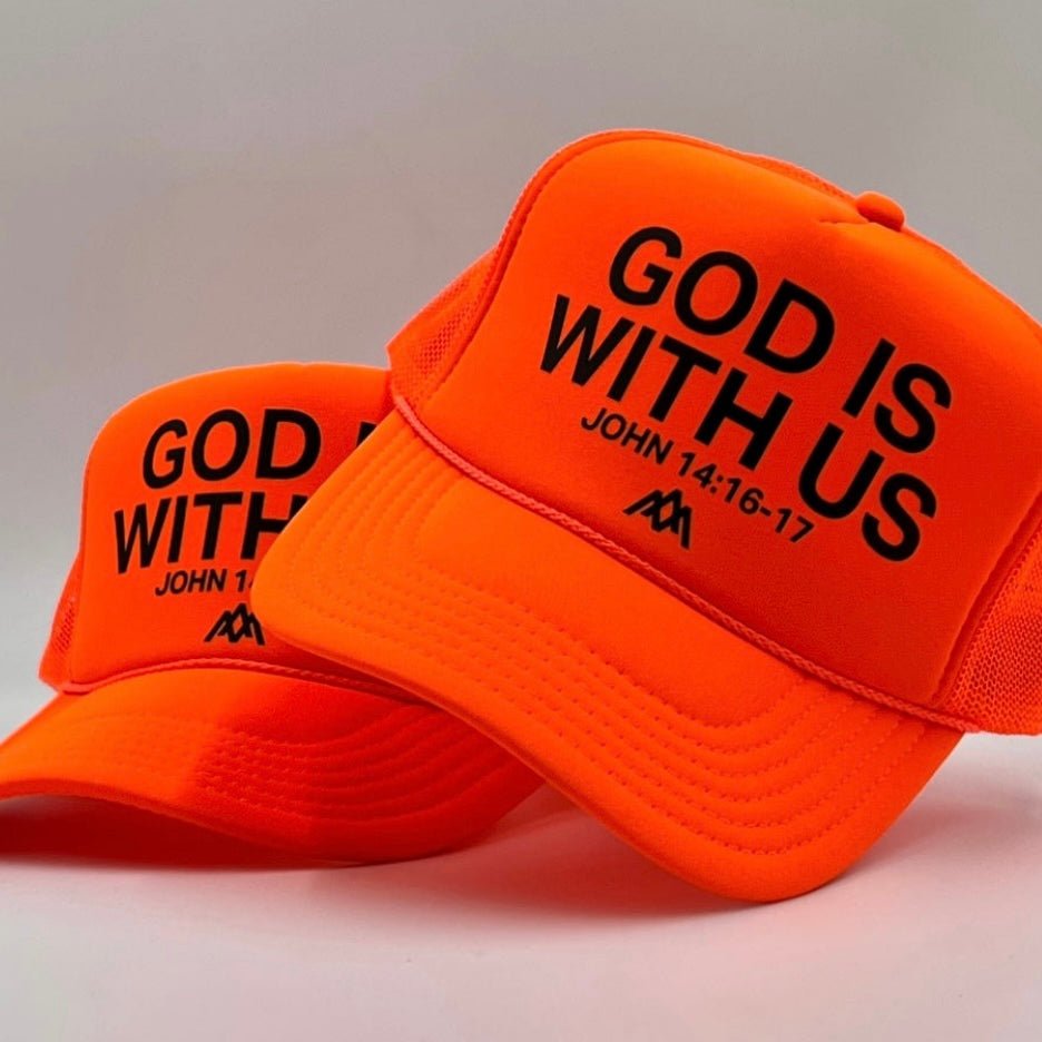 God is With Us Foam Trucker - Neon Orange - Malta Apparel