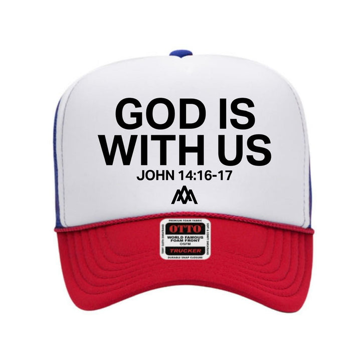God is With Us Foam Trucker - Red/White/Blue - Malta Apparel