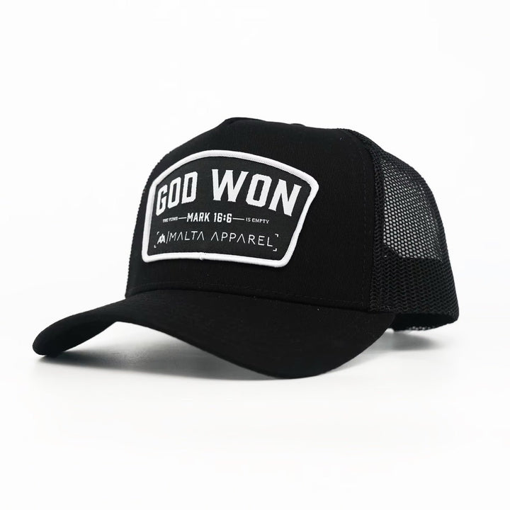 God Won Trucker Hat - Blackout - Malta Apparel