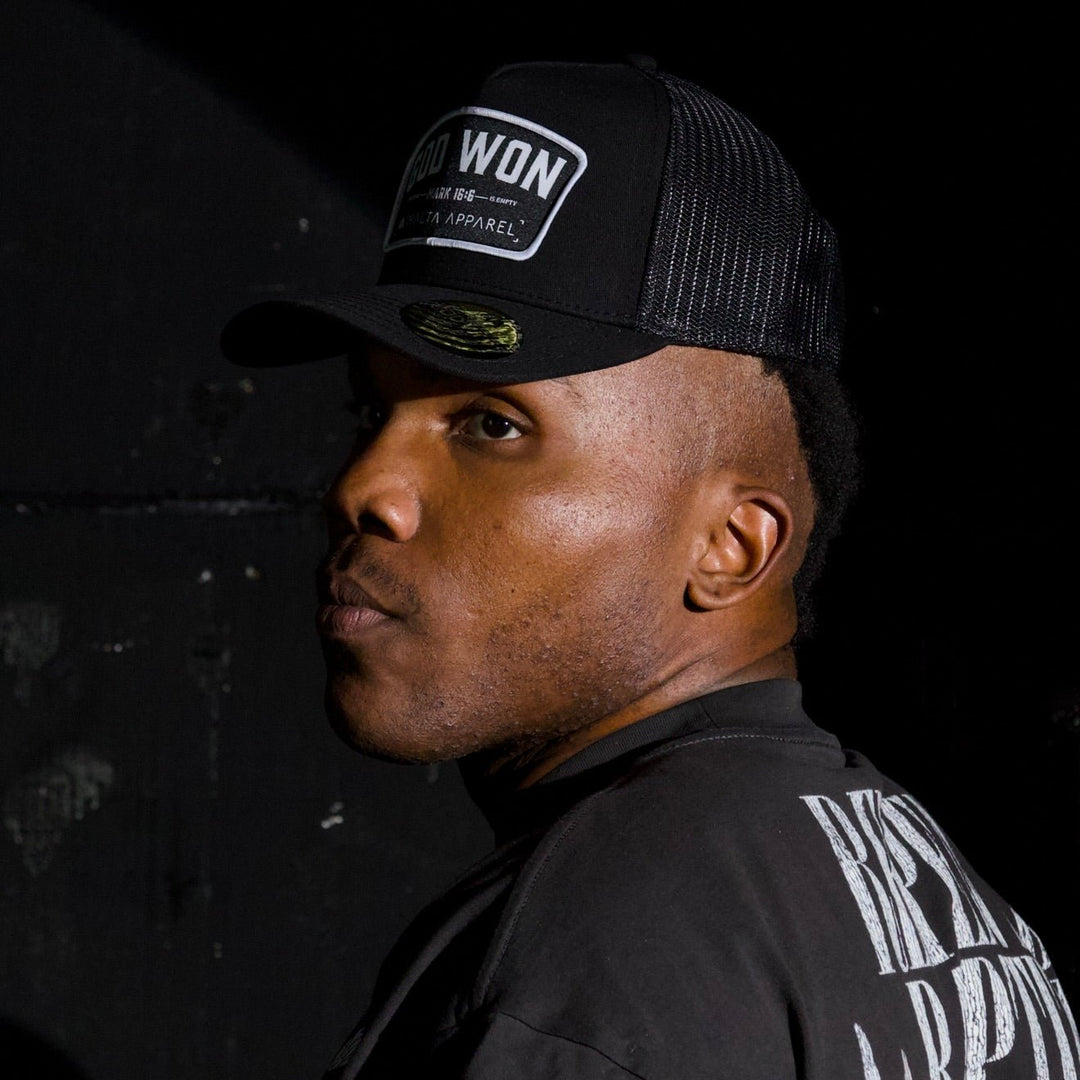 God Won Trucker Hat - Blackout - Malta Apparel