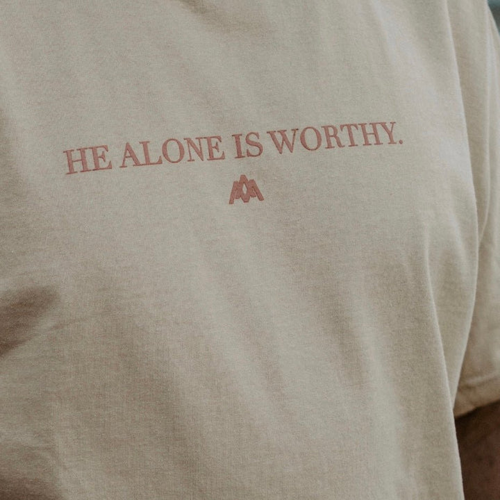 He Alone Is Worthy Heavyweight - Khaki - Malta Apparel