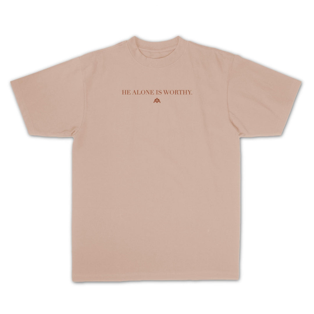 He Alone Is Worthy Heavyweight - Khaki - Malta Apparel