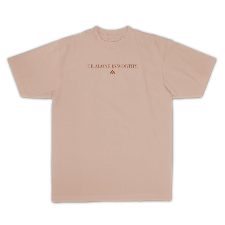 He Alone Is Worthy Heavyweight - Khaki - Malta Apparel